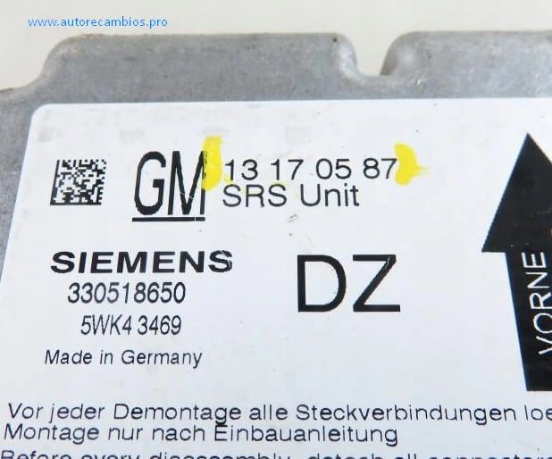 Centralita de airbag Opel Vectra C 13170587 Siemens 5WK43469