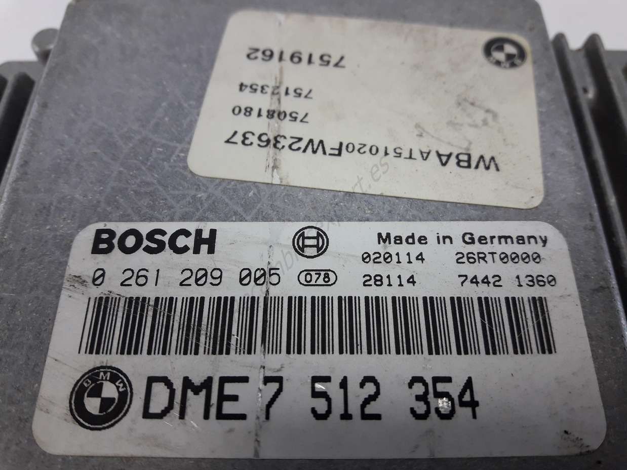 Centralita del motor BMW E46 DME 7512354 7 512 354 DME7512354 BOSCH 0261209005 0 261 209 005 26RT0000 - Imagen 2