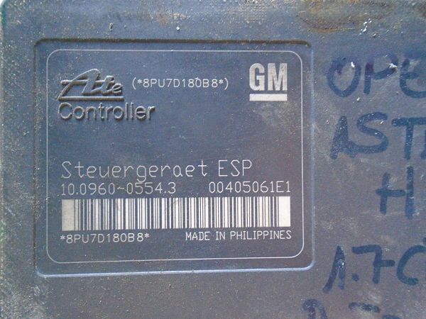 Modulo ABS Opel Astra H 13246535 13246535DE 13246535BL 00405061E1 Ate 10096005543 10. 0960-0554. 3 10020602904 10. 0206-0290. 4