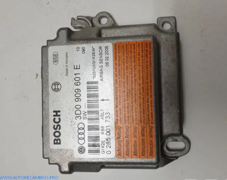 VOLKSWAGEN PHAETON UNIDAD DE CONTROL/MÓDULO DEL AIRBAG 3D0909601E 0285001733