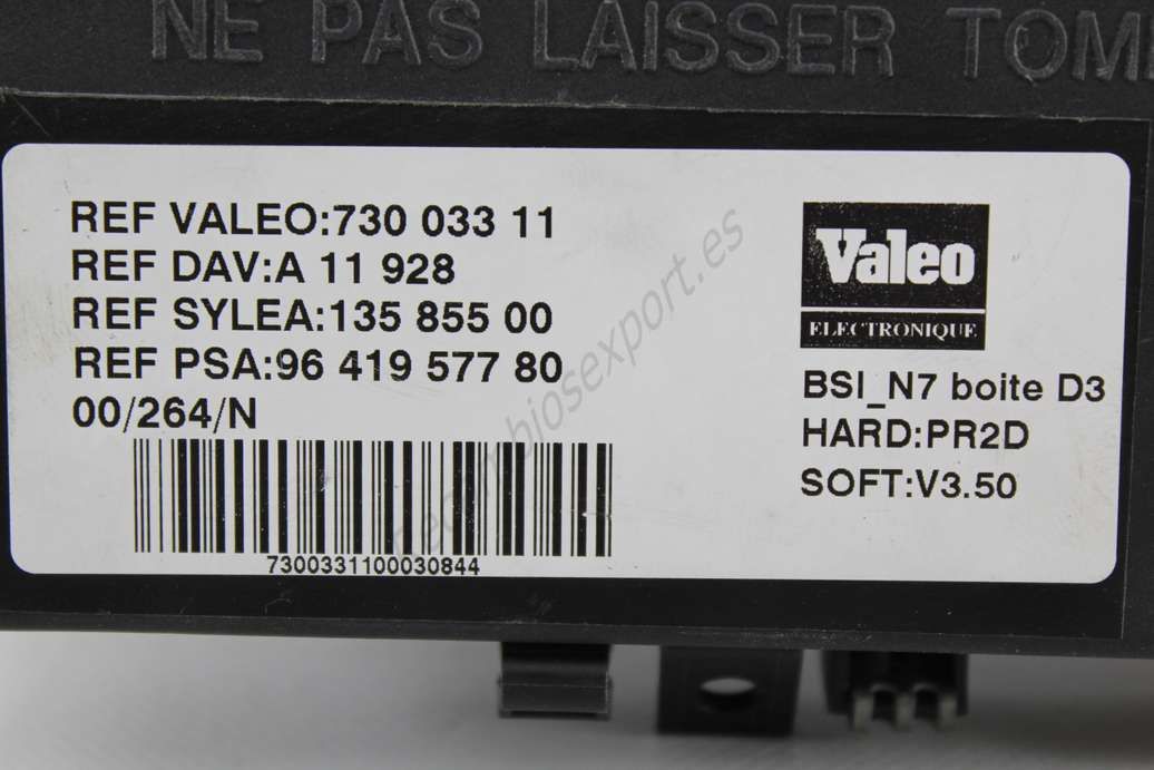 Caja de fusibles Citroen Xsara 9641957780 96 419 577 80 Valeo 73003311 730 033 11 DAV A11928 A 11 928 SYLEA 13585500 135 855 00 - Imagen 2