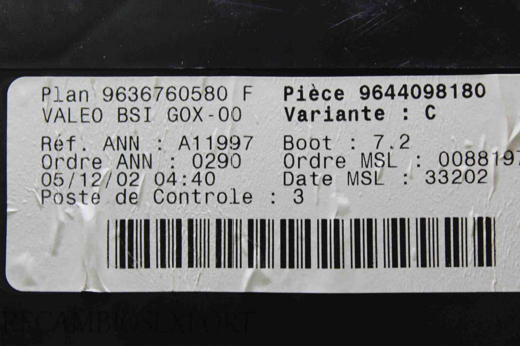 Caja de fusibles Peugeot 307 9644098180 9636760580F 9636760580 F - Imagen 2