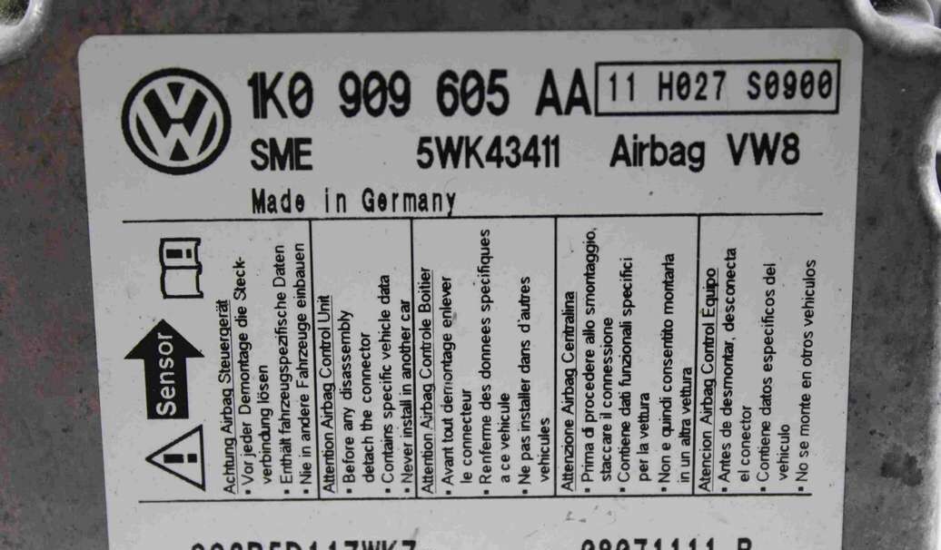 Centralita de airbag Skoda Octavia 1K0909605AA 1K0 909 605 AA SME 5WK43411 - Imagen 2