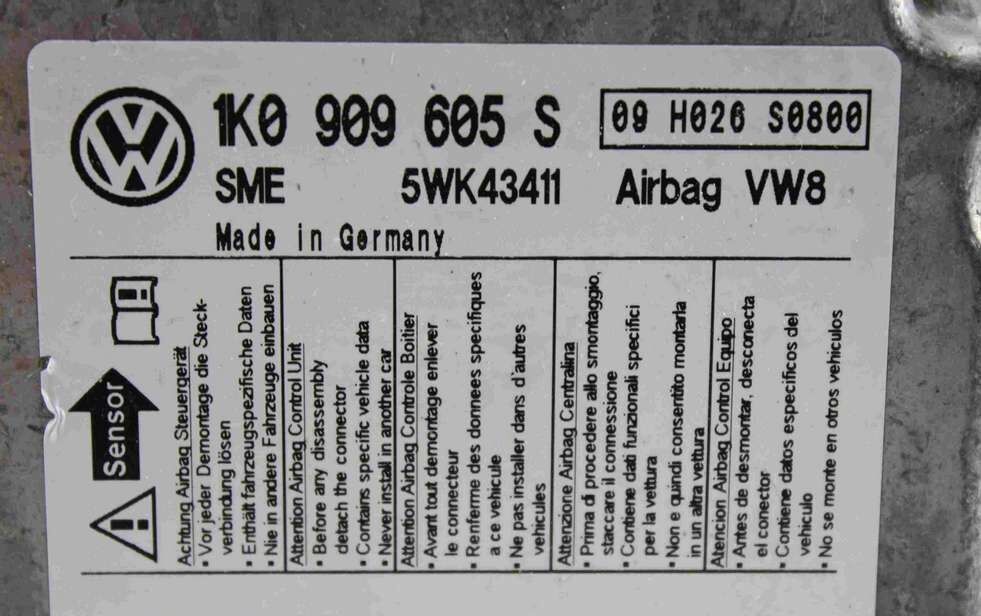 Centralita de airbag Skoda Octavia 1K0909605S 1K0 909 605 S SME 5WK43411 - Imagen 2