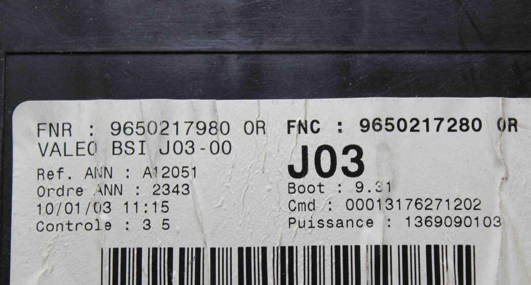 Caja de fusibles Citroen Peugeot 9650217280 0R VALEO BSI J03-00 - Imagen 2
