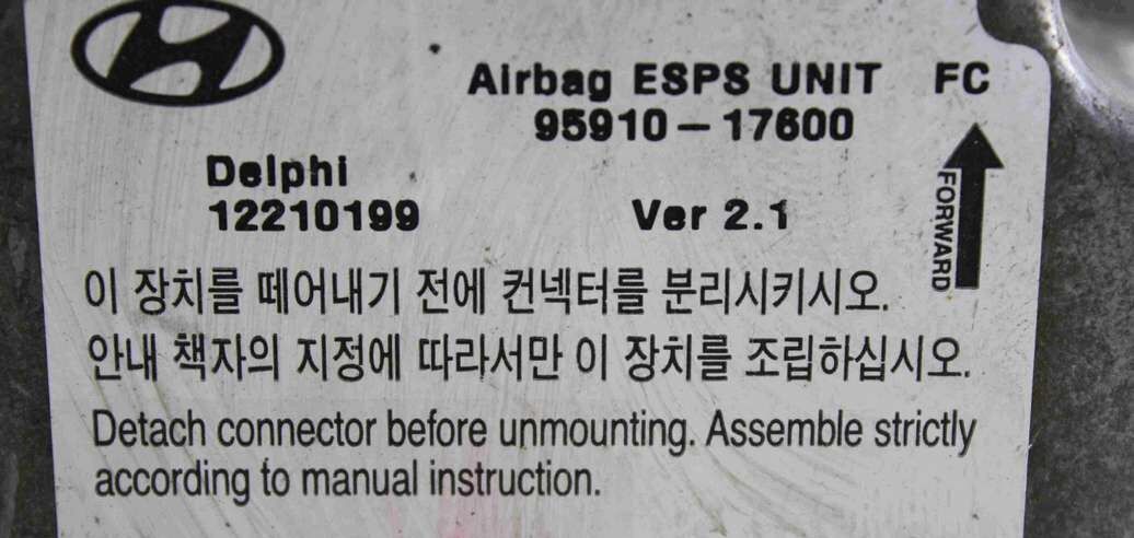 Centralita de airbag Hyundai Matrix 9591017600 95910-17600 Delphi 12210199 - Imagen 2
