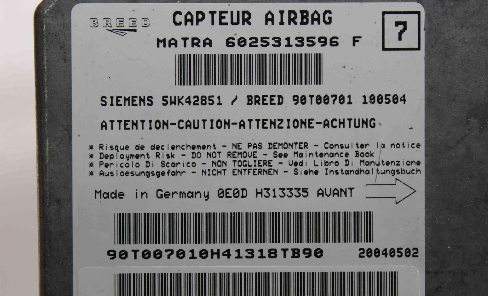 Centralita de airbag Renault Espace 6025313596F 6025313596 F Siemens 5WK42851 - Imagen 2