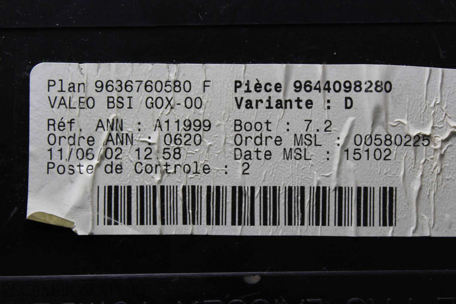 Caja de fusibles Peugeot 307 9636760580F 9636760580 F 9644098280 Valeo BSI G0X-00 - Imagen 2