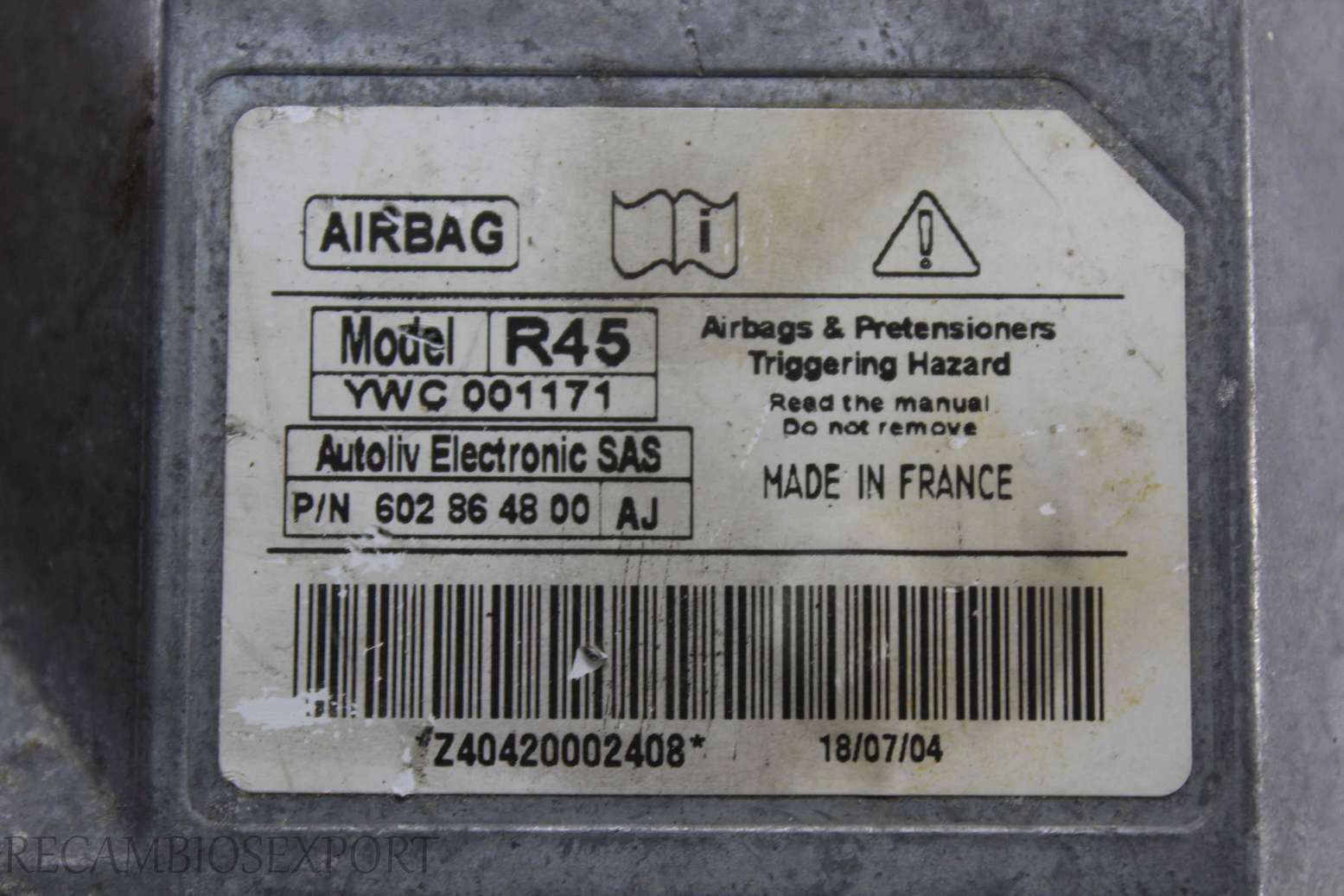 Centralita de airbag Rover 45 YWC001171 602864800AJ 602864800AJ 602 86 48 00 AJ - Imagen 2