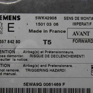 Centralita de airbag Peugeot 307 9635784280 96 357 842 80 Siemens 5WK42908 5WK4 2908