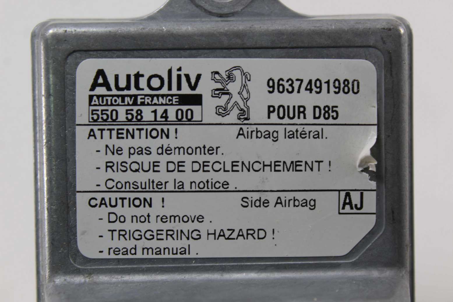 Centralita de airbag Peugeot 406 9637491980 Autoliv 550581400 550 58 14 00 AJ - Imagen 2