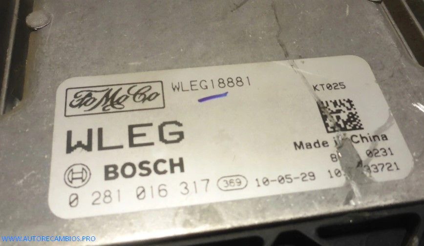 CENTRALITA MOTOR FORD RANGER MAZDA BT50 WLEG18881 0281016317