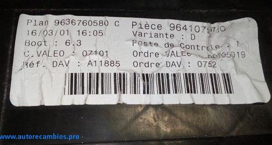 BSI Caja de fusibles Peugeot 307 9636760580C 9636760580 C 9641079580