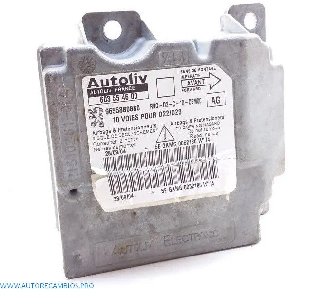 Centralita de airbag Peugeot 407 9655880880 Autoliv 603554600 603 55 46 00 AG