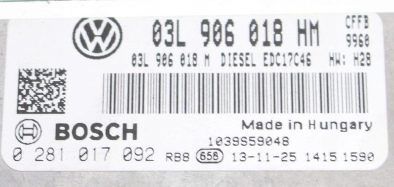 Centralita del motor Volkswagen Sharan Seat Alhambra VAG 03L906018HM 03L 906 018 HM Bosch 0281017092 0 281 017 092 1513104689 1039S59048 - Imagen 2