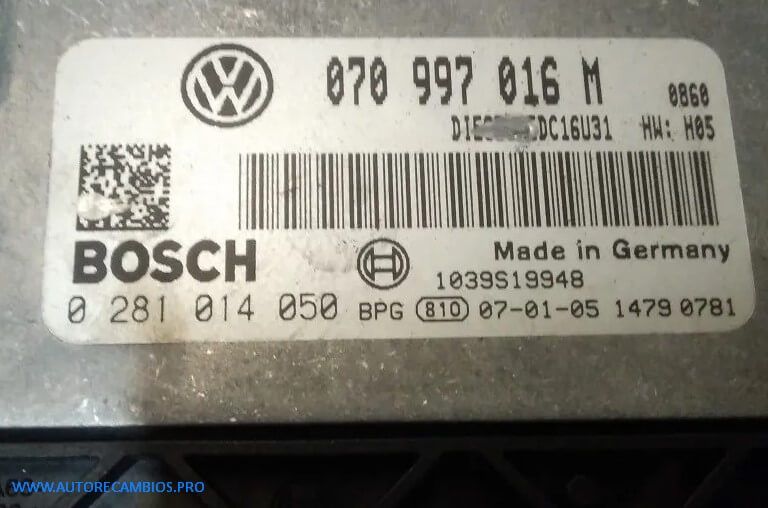 Volkswagen transporter - controlador de motor ecu caravelle t5 0281014050 070997016m